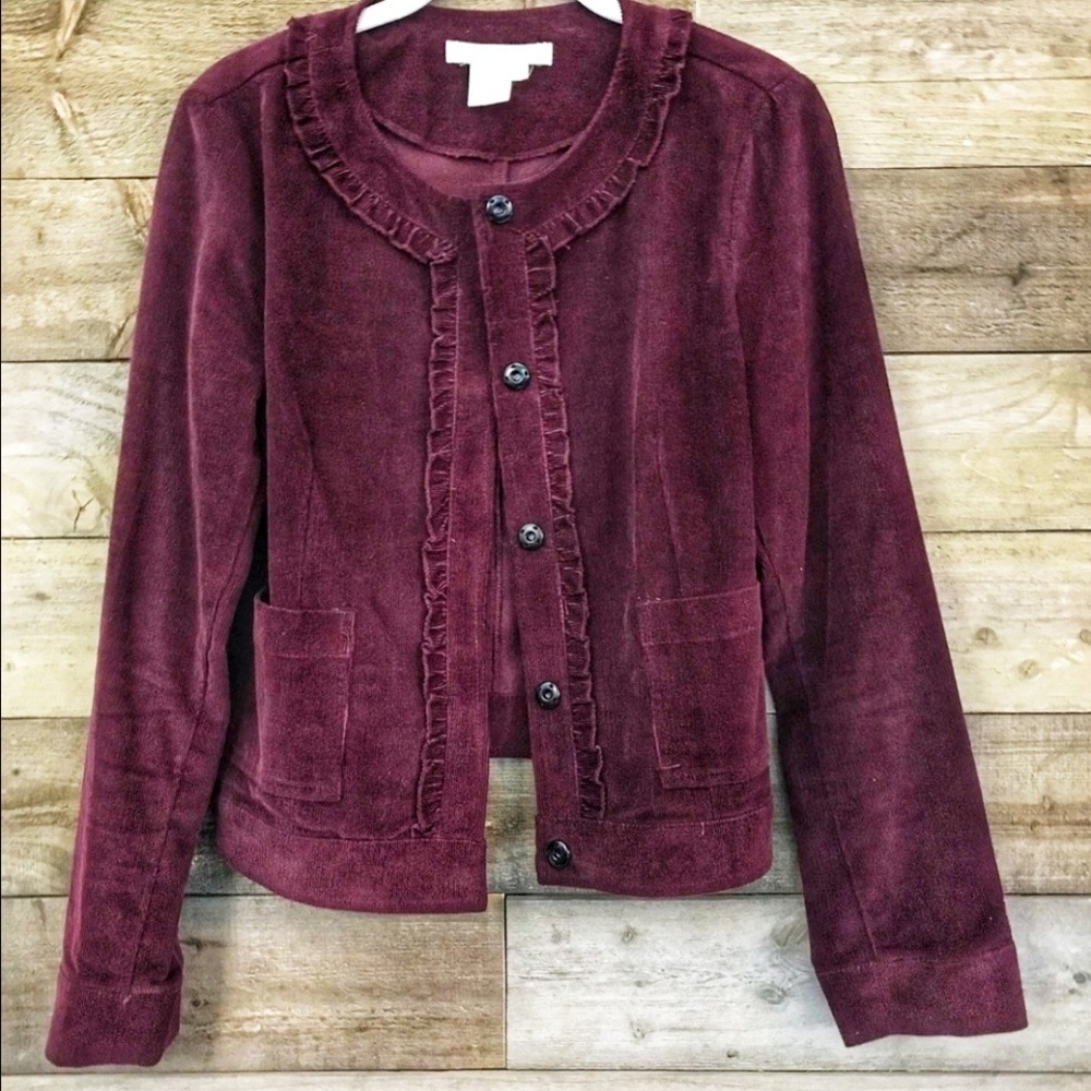 Sandro Corduroy Jacket in a Wine Burgandy